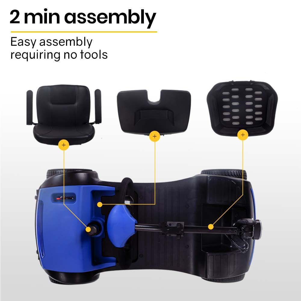Mobility & Accessibility: EQUIPMED Electric Mobility Scooter Portable Folding for Elderly Older Adult, SmartRider Black & Blue