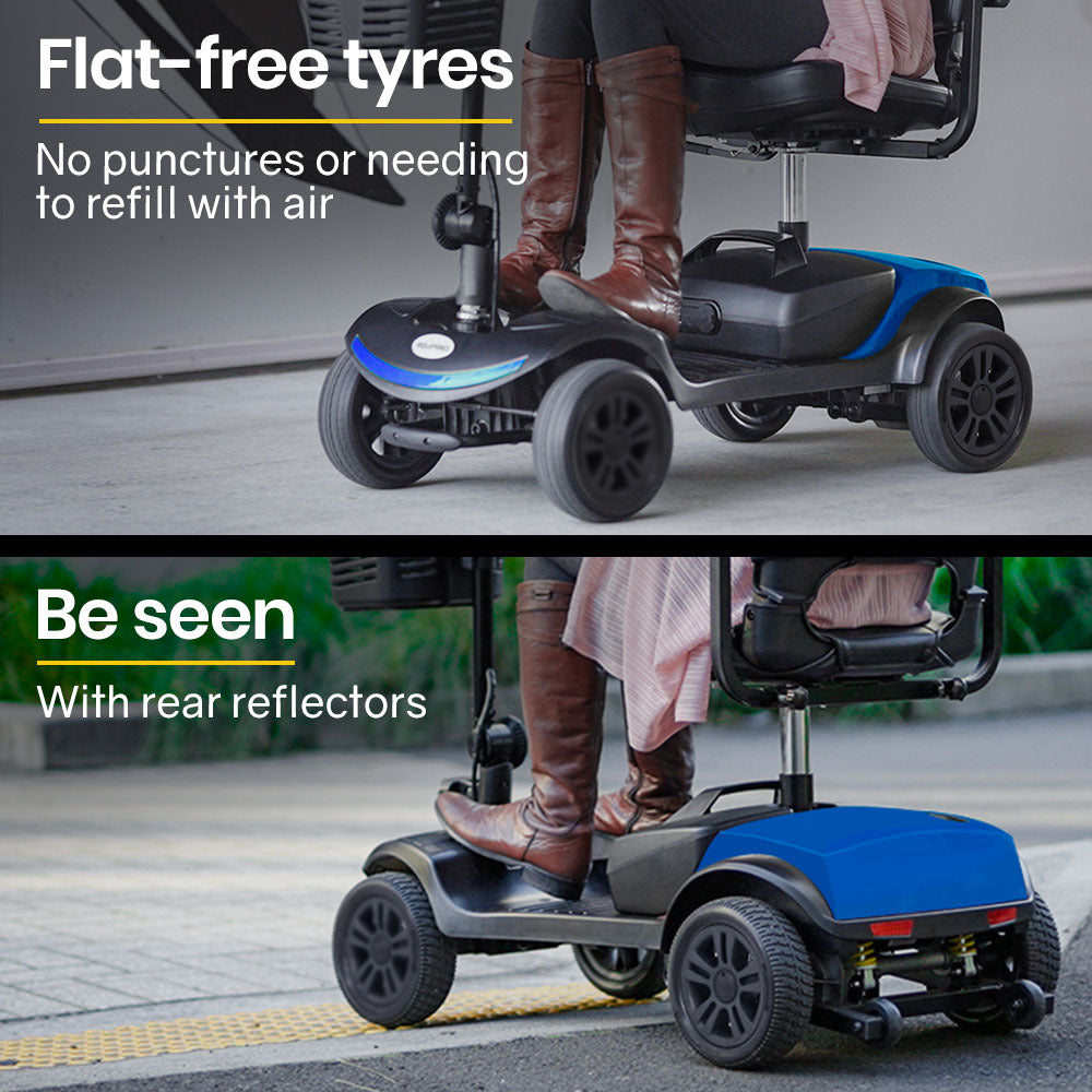 Mobility & Accessibility: EQUIPMED Electric Mobility Scooter Portable Folding for Elderly Older Adult, SmartRider Black & Blue