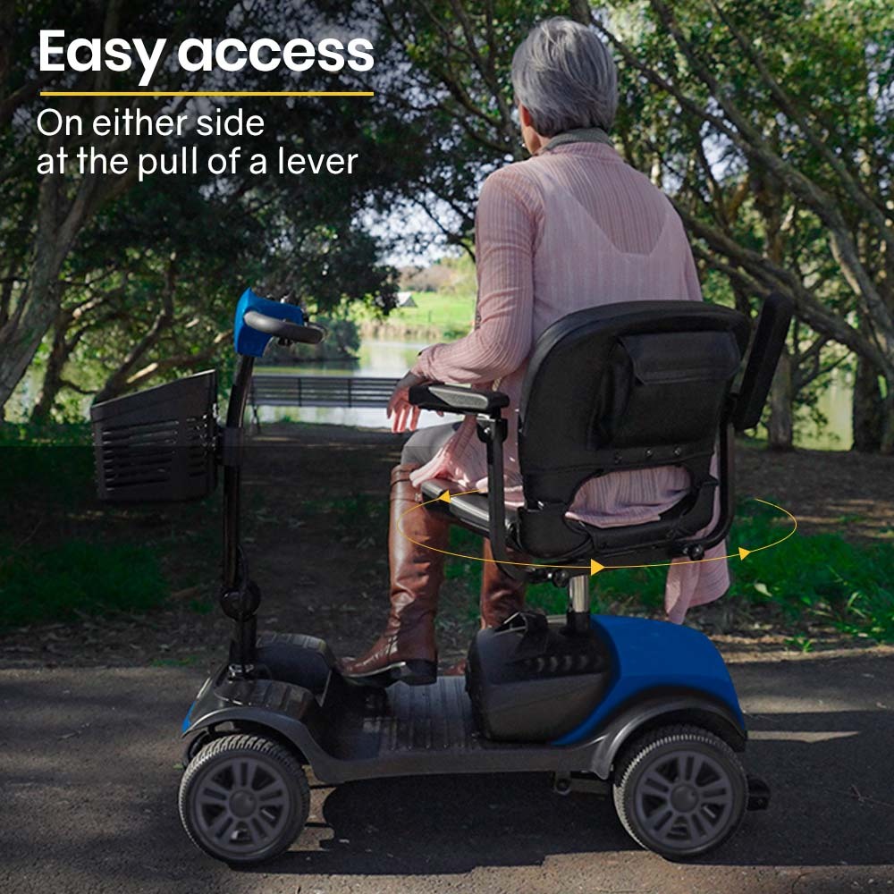 Mobility & Accessibility: EQUIPMED Electric Mobility Scooter Portable Folding for Elderly Older Adult, SmartRider Black & Blue