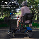 Mobility & Accessibility: EQUIPMED Electric Mobility Scooter Portable Folding for Elderly Older Adult, SmartRider Black & Blue