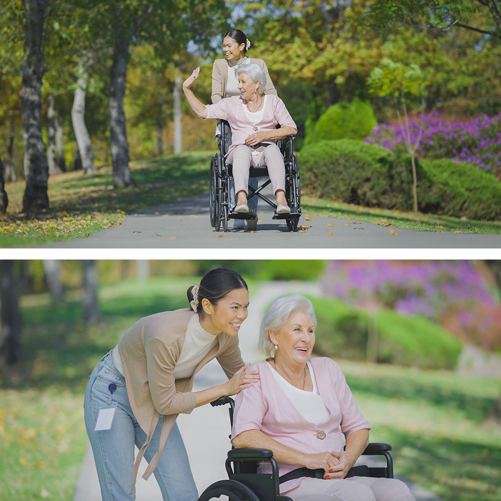 Mobility & Accessibility: EQUIPMED Portable Folding Wheelchair 24 Inch 136kg Capacity Wheel Chair Retractable Armrests, Black