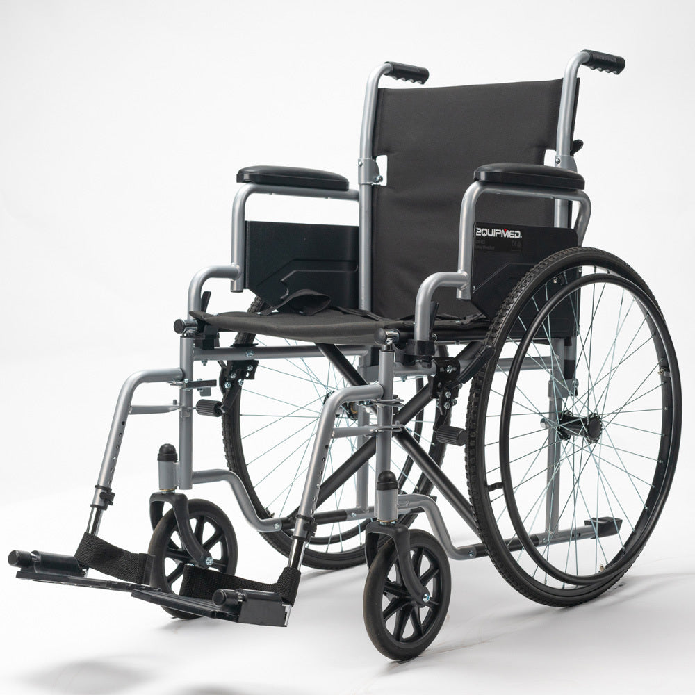 Mobility & Accessibility: EQUIPMED 24 Inch Folding Wheelchair Lightweight Portable for Elderly and Disabled, Grey
