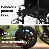 Mobility & Accessibility: EQUIPMED 24 Inch Folding Wheelchair Lightweight Portable for Elderly and Disabled, Grey