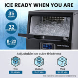 Ice Makers: POLYCOOL Commercial Ice Maker Machine, up to 35kg/24hr, Timer & Self Cleaning Programs