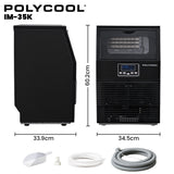 Ice Makers: POLYCOOL Commercial Ice Maker Machine, up to 35kg/24hr, Timer & Self Cleaning Programs