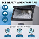 Ice Makers: POLYCOOL Commercial Ice Maker Machine, up to 60kg/24hr, Timer & Self Cleaning Programs