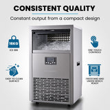 Ice Makers: POLYCOOL Commercial Ice Maker Machine, up to 75kg/24hr, Timer & Self Cleaning Programs