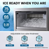 Ice Makers: POLYCOOL Commercial Ice Maker Machine, up to 75kg/24hr, Timer & Self Cleaning Programs