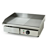 BBQs & Accessories: THERMOMATE Commercial Electric Griddle TH-G04, 2400W 55x35cm Half Ribbed Surface