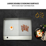 BBQs & Accessories: THERMOMATE Commercial Electric Griddle TH-G04, 2400W 55x35cm Half Ribbed Surface
