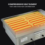BBQs & Accessories: THERMOMATE Commercial Electric Griddle TH-G04, 2400W 55x35cm Half Ribbed Surface