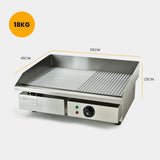 BBQs & Accessories: THERMOMATE Commercial Electric Griddle TH-G04, 2400W 55x35cm Half Ribbed Surface