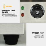 BBQs & Accessories: THERMOMATE Commercial Electric Griddle TH-G04, 2400W 55x35cm Half Ribbed Surface