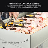BBQs & Accessories: THERMOMATE Commercial Electric Griddle TH-G04, 2400W 55x35cm Half Ribbed Surface