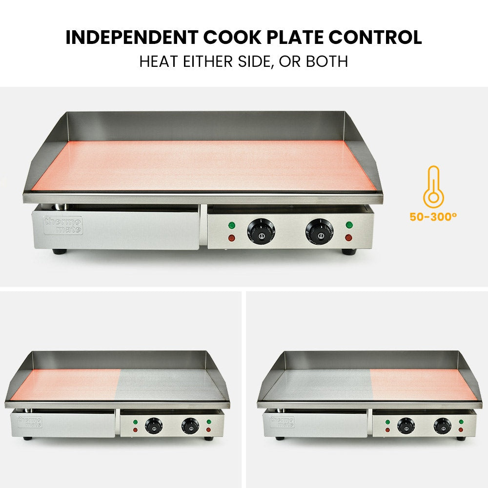BBQs & Accessories: THERMOMATE Commercial Electric Griddle TH-G05, 4400W 73x37cm Flat Cooking Surface