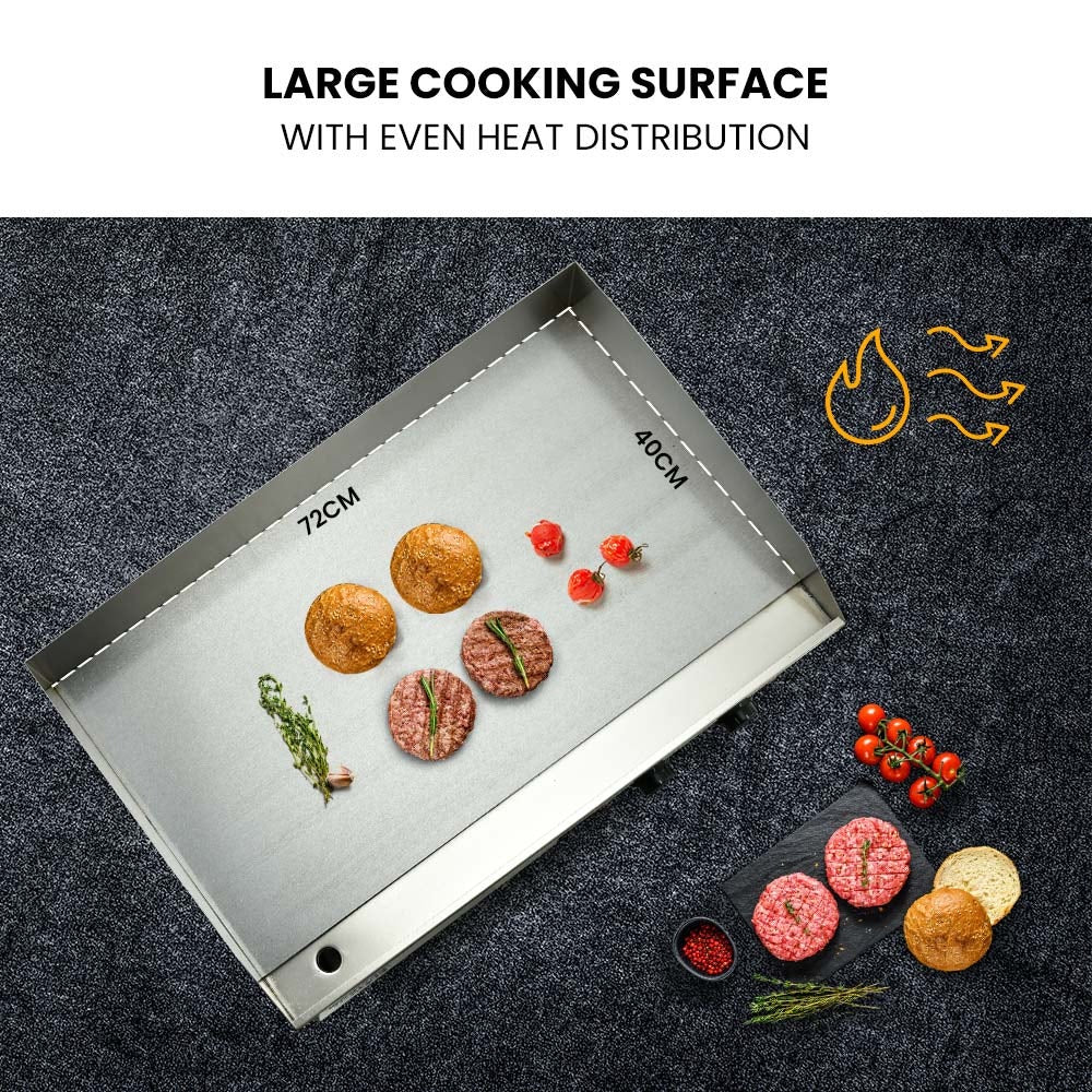 BBQs & Accessories: THERMOMATE Commercial Electric Griddle TH-G05, 4400W 73x37cm Flat Cooking Surface