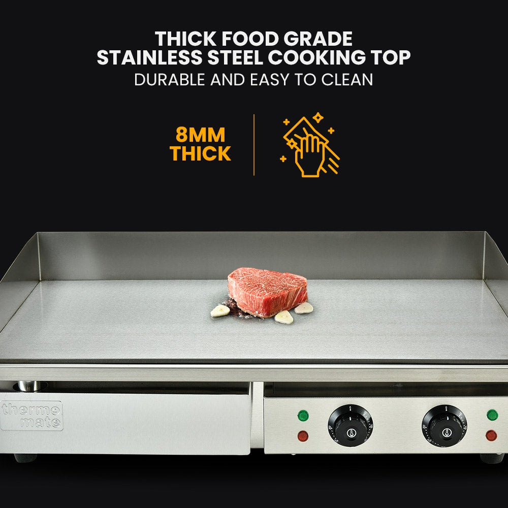 BBQs & Accessories: THERMOMATE Commercial Electric Griddle TH-G05, 4400W 73x37cm Flat Cooking Surface