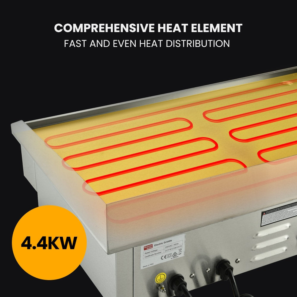 BBQs & Accessories: THERMOMATE Commercial Electric Griddle TH-G05, 4400W 73x37cm Flat Cooking Surface