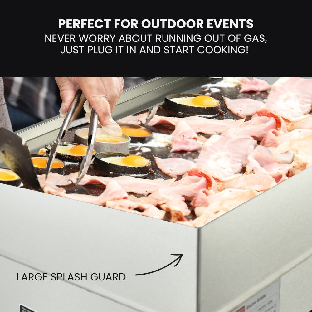 BBQs & Accessories: THERMOMATE Commercial Electric Griddle TH-G05, 4400W 73x37cm Flat Cooking Surface