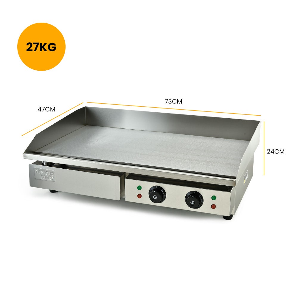 BBQs & Accessories: THERMOMATE Commercial Electric Griddle TH-G05, 4400W 73x37cm Flat Cooking Surface