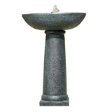 Fountains & Ponds: Protege Bird Bath Solar Water Feature Fountain, Contemporary Birdbath Design, with Panel Kit, LED Lights, Dark Grey