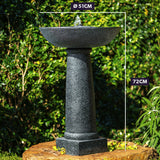 Fountains & Ponds: Protege Bird Bath Solar Water Feature Fountain, Contemporary Birdbath Design, with Panel Kit, LED Lights, Dark Grey