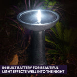 Fountains & Ponds: Protege Bird Bath Solar Water Feature Fountain, Contemporary Birdbath Design, with Panel Kit, LED Lights, Dark Grey