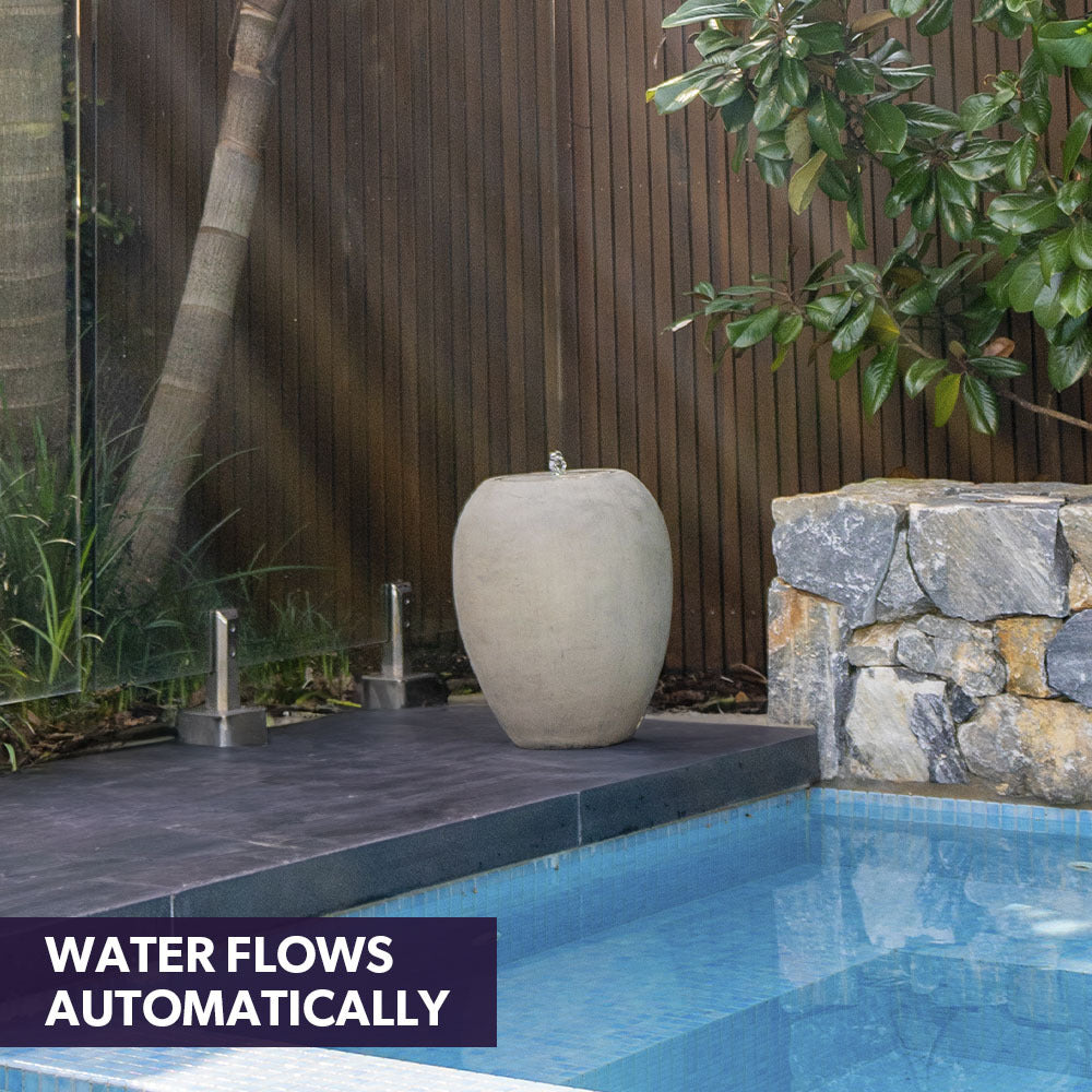 Fountains & Ponds: Protege Pot Style Solar Water Feature Fountain, with Panel Kit, LED Lights, Light Grey