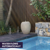 Fountains & Ponds: Protege Pot Style Solar Water Feature Fountain, with Panel Kit, LED Lights, Light Grey