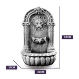 Fountains & Ponds: PROTEGE Lion Head Solar Powered Water Feature Fountain, Traditional Design, with Panel Kit, LED Lights