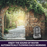 Fountains & Ponds: PROTEGE Lion Head Solar Powered Water Feature Fountain, Traditional Design, with Panel Kit, LED Lights