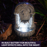 Fountains & Ponds: PROTEGE Lion Head Solar Powered Water Feature Fountain, Traditional Design, with Panel Kit, LED Lights