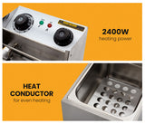 Deep Fryers: EuroChef Commercial Electric Deep Fryer Frying Basket Chip Cooker Fry Scoop