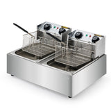 Deep Fryers: EuroChef Commercial Electric Deep Fryer Twin Frying Basket Chip Cooker Fry