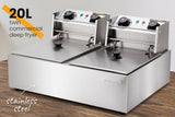 Deep Fryers: EuroChef Commercial Electric Deep Fryer Twin Frying Basket Chip Cooker Fry