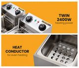 Deep Fryers: EuroChef Commercial Electric Deep Fryer Twin Frying Basket Chip Cooker Fry