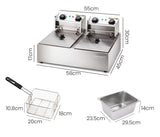 Deep Fryers: EuroChef Commercial Electric Deep Fryer Twin Frying Basket Chip Cooker Fry