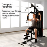 Weightlifting Machines & Racks: PROFLEX Multi-Station Compact Home Gym Set, 150lbs Weight Plates- M8000