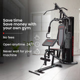 Weightlifting Machines & Racks: PROFLEX Multi-Station Compact Home Gym Set, 150lbs Weight Plates- M8000