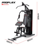 Weightlifting Machines & Racks: PROFLEX Multi-Station Compact Home Gym Set, 150lbs Weight Plates- M8000
