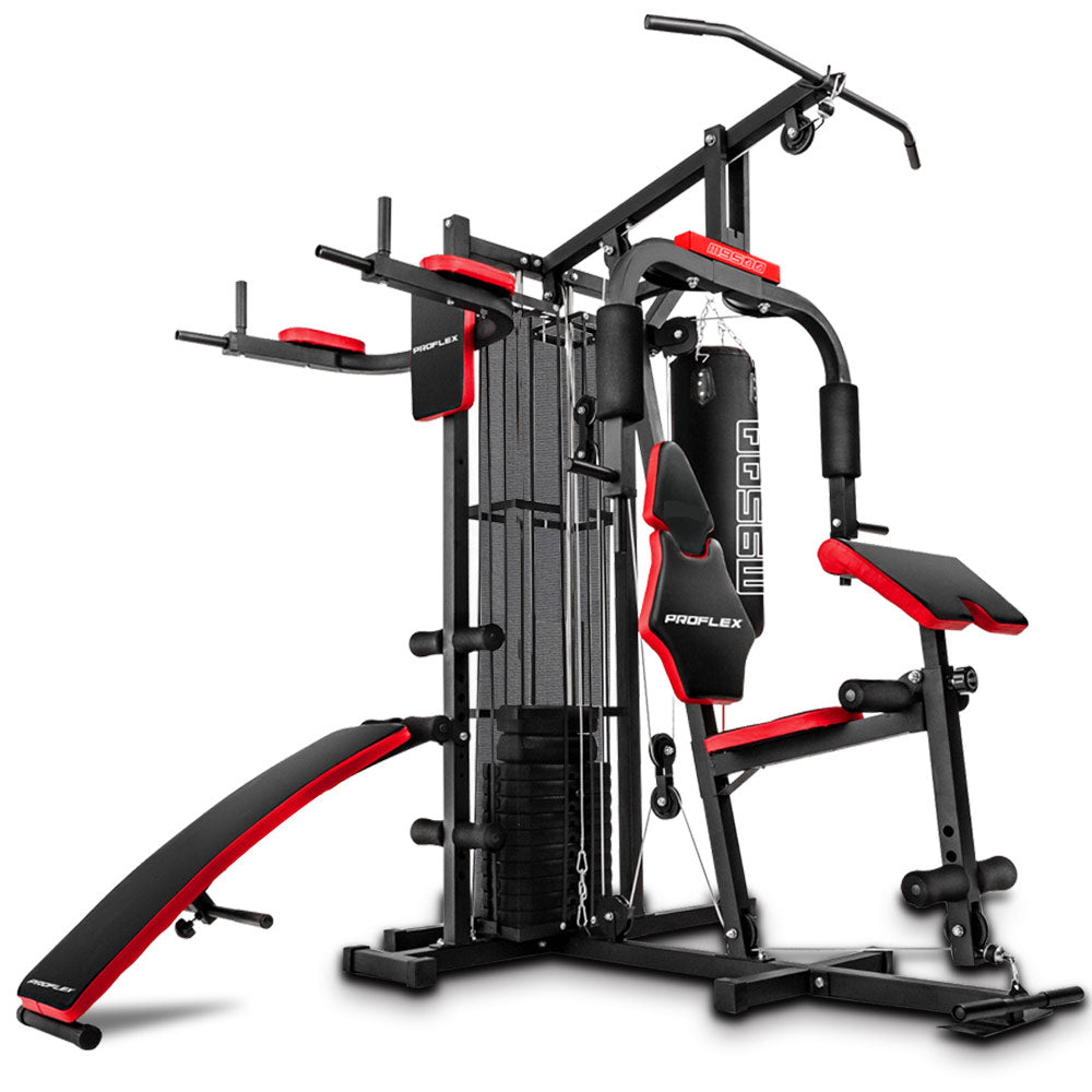 Weightlifting Machines & Racks: PROFLEX Home Gym Exercise Machine Fitness Equipment Weight Bench Press Set 100lbs