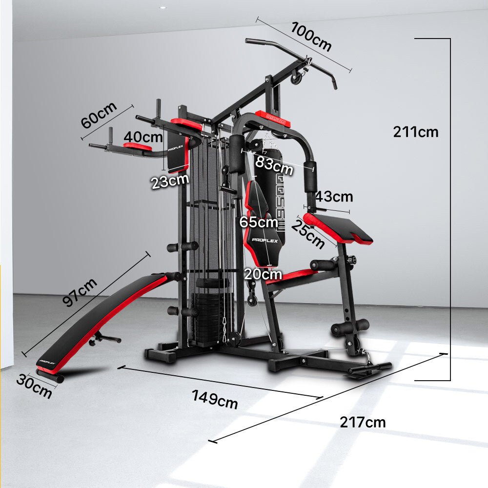 Weightlifting Machines & Racks: PROFLEX Home Gym Exercise Machine Fitness Equipment Weight Bench Press Set 100lbs