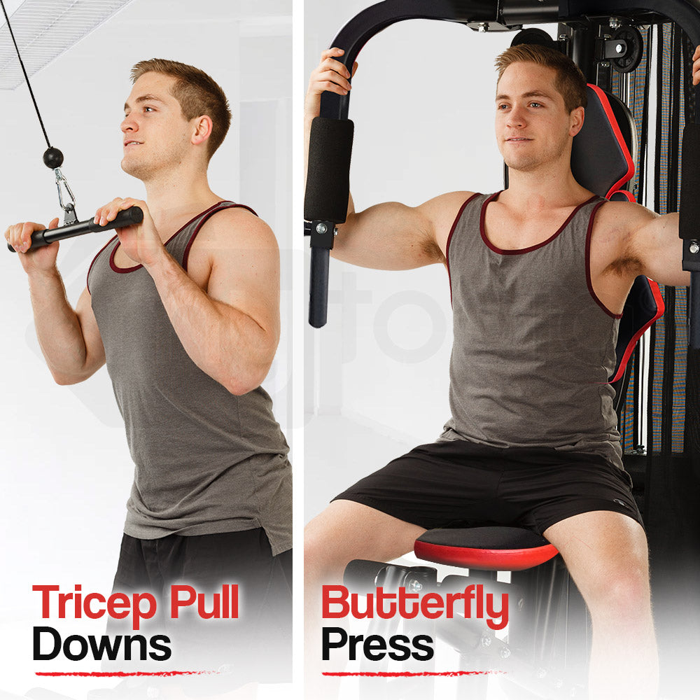 Weightlifting Machines & Racks: PROFLEX Home Gym Exercise Machine Fitness Equipment Weight Bench Press Set 100lbs