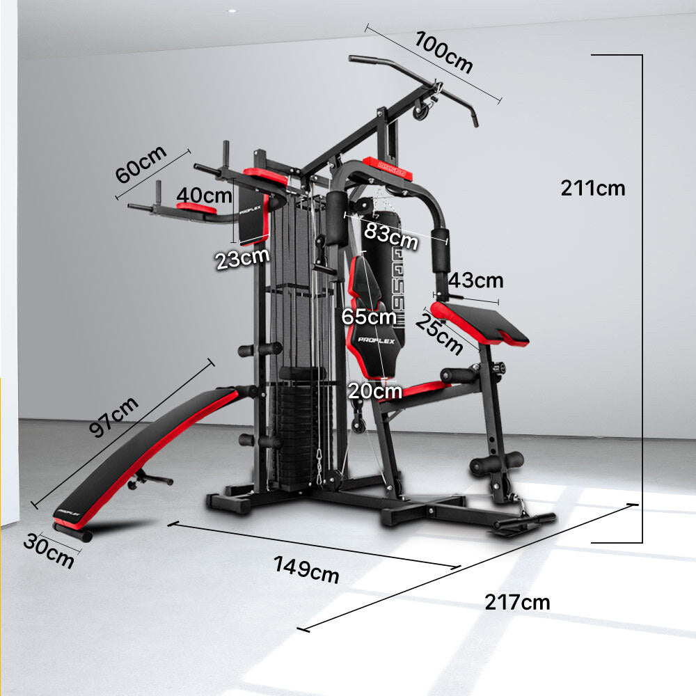 Weightlifting Machines & Racks: PROFLEX Home Gym Exercise Machine Fitness Equipment Weight Bench Press Set 148lbs