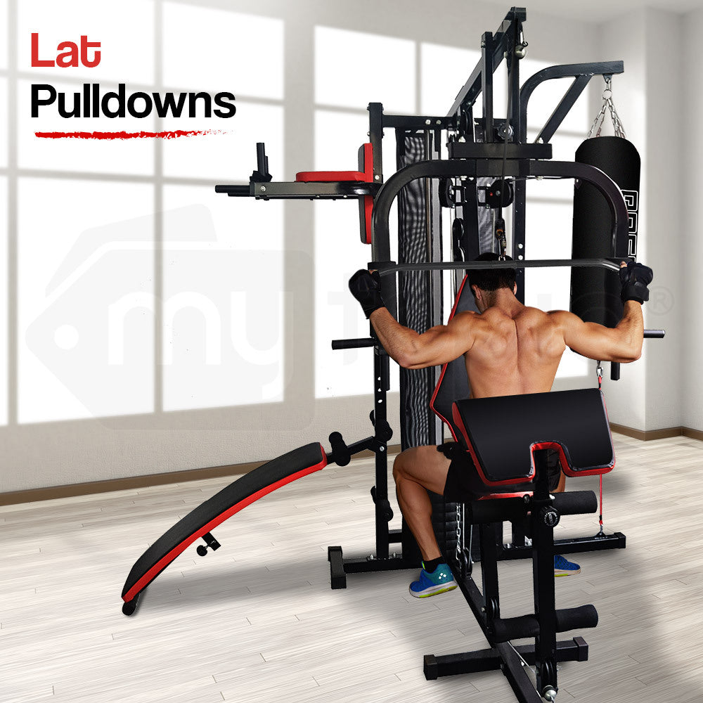 Weightlifting Machines & Racks: PROFLEX Home Gym Exercise Machine Fitness Equipment Weight Bench Press Set 148lbs