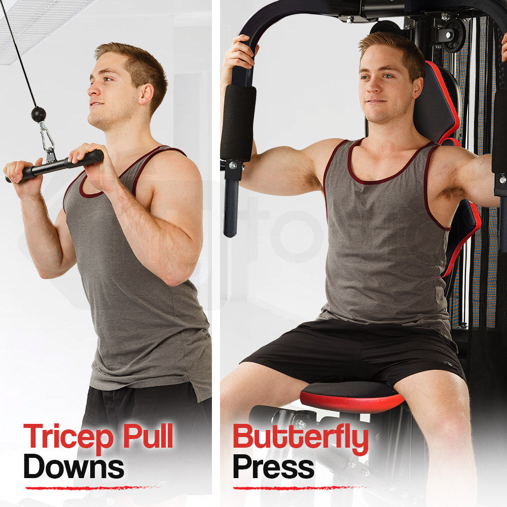 Weightlifting Machines & Racks: PROFLEX Home Gym Exercise Machine Fitness Equipment Weight Bench Press Set 148lbs