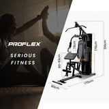 Weightlifting Machines & Racks: PROFLEX Multi-Station Home Gym Set with 98lbs Weight Plates- M8000