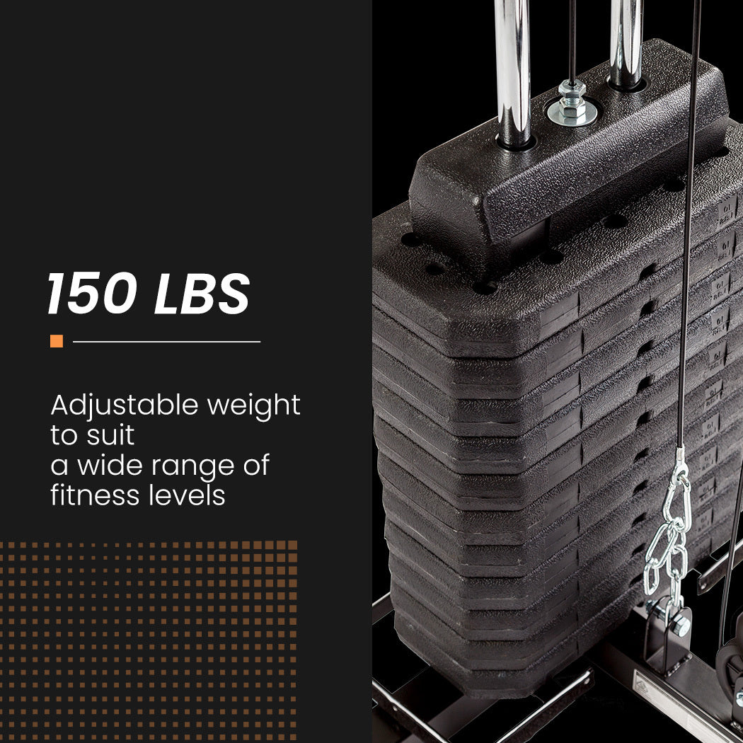 Weightlifting Machines & Racks: PROFLEX Multi-Station Home Gym Set with 98lbs Weight Plates- M8000