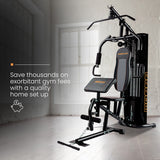 Weightlifting Machines & Racks: PROFLEX Multi-Station Home Gym Set with 98lbs Weight Plates- M8000