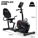 PROFLEX Magnetic Recumbent Exercise Bike, LCD Display, Heart Rate Sensors, Adjustable Seat, 8-Level Resistance, Comfortable Seated Home Cardio Fitness Machine